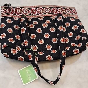 New Vera Bradley Betsy Black Red Floral Shoulder Bag Tote Excellent Condition